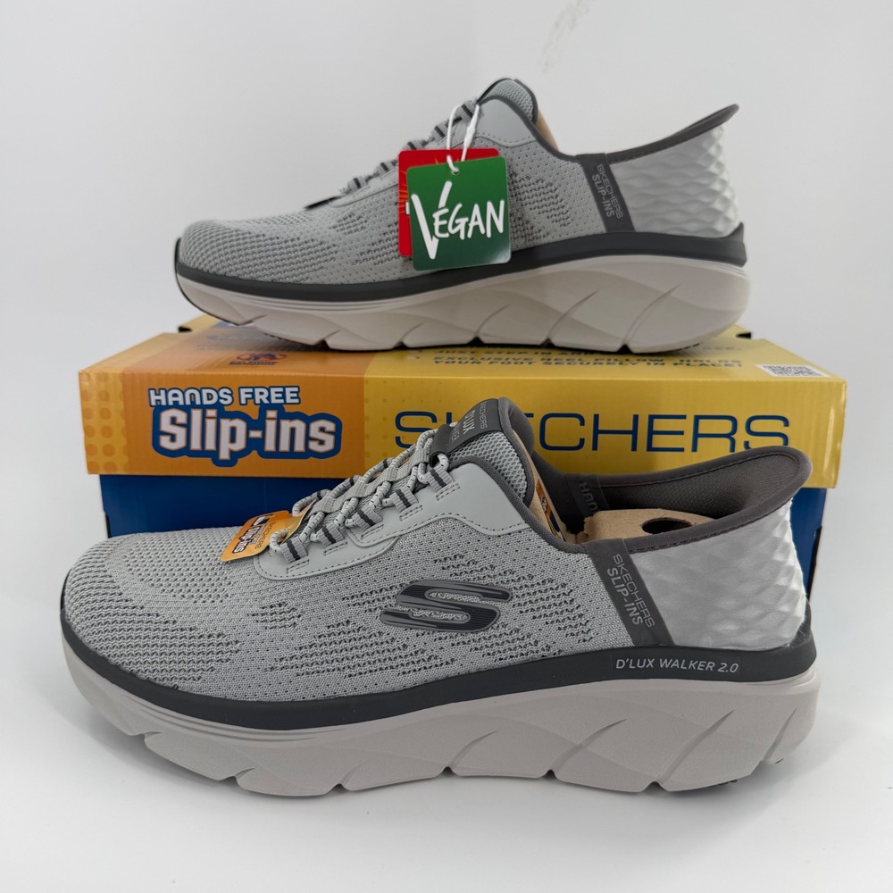 Skechers Slip-ins D'Lux Walker 2.0 Mens Grey Extra Wide 4E Sneakers 232502WW